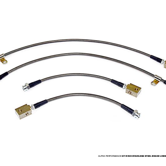 AMS Performance 2009+ Nissan GT-R R35 Alpha Short Route Style Stainless Steel Brake Lines