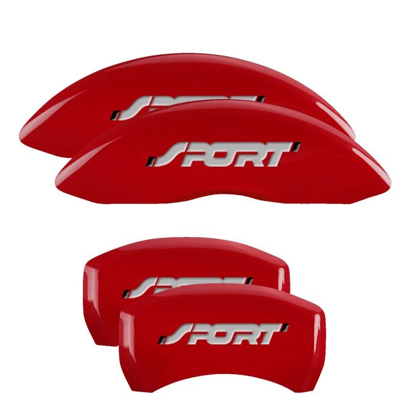 MGP 4 Caliper Covers Engraved Front & Rear No bolts/Sport Red finish silver ch-Caliper Covers-MGP-MGP10229SSP1RD-SMINKpower Performance Parts