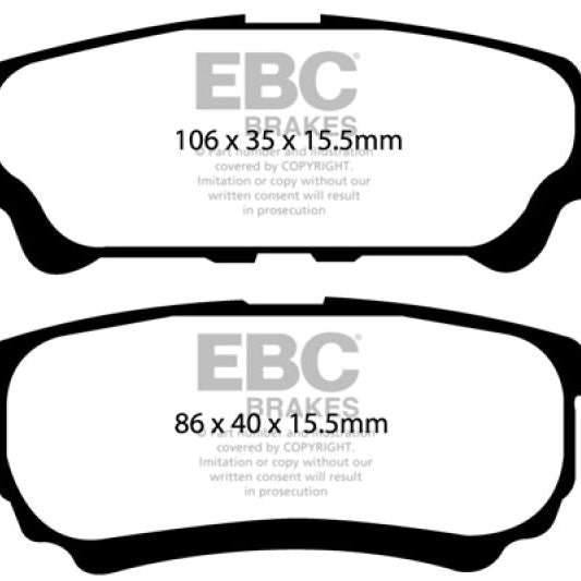 EBC 11-14 Chrysler 200 2.4 Redstuff Rear Brake Pads