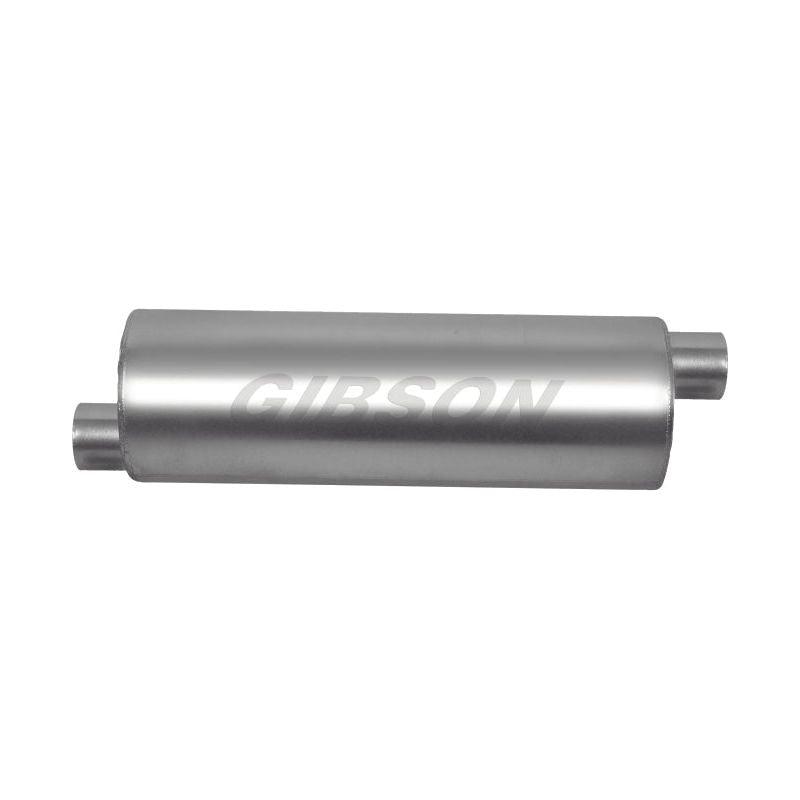 Gibson SFT Superflow Offset/Offset Round Muffler - 8x24in/3in Inlet/3in Outlet - Stainless - SMINKpower Performance Parts GIB421887 Gibson