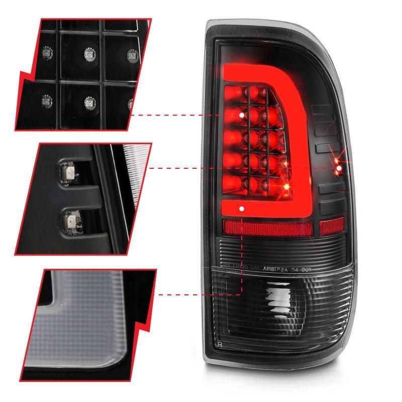 ANZO 1997-2003 Ford F-150 LED Tail Lights w/ Light Bar Black Housing Clear Lens - SMINKpower Performance Parts ANZ311377 ANZO