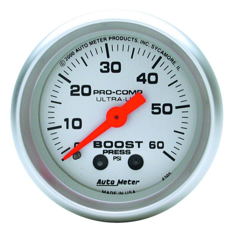 Autometer Ultra-Lite 52mm 60 PSI Mechanical Boost Gauge-Gauges-AutoMeter-ATM4305-SMINKpower Performance Parts
