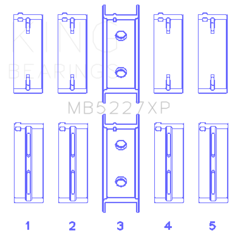 King Mitsubishi 4G63/4G64 6 Bolt 1st Gen DSM (Size STDX) Performance Main Bearing Set - SMINKpower Performance Parts KINGMB5227XPSTDX King Engine Bearings