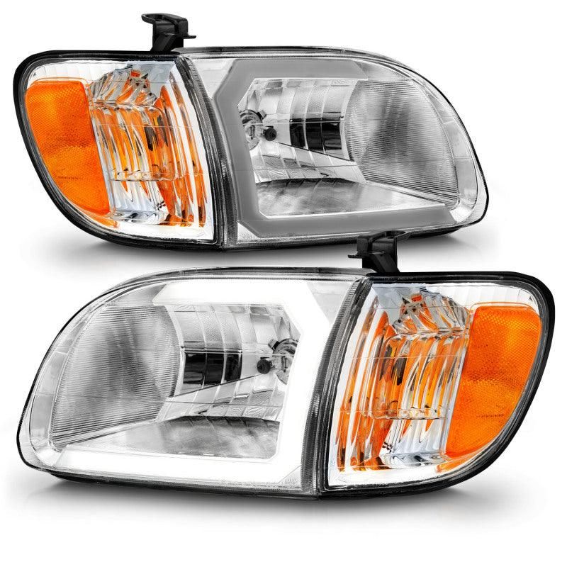 ANZO 00-04 Toyota Tundra (Reg/Acc Cab Only) Crystal Headlights w/Lgt Bar Chrome w/Corner Lights 2pc - SMINKpower Performance Parts ANZ111580 ANZO