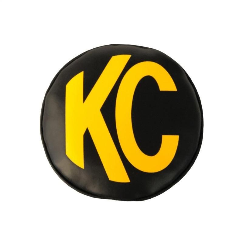 KC HiLiTES 6in. Round Soft Cover (Pair) - Black w/Yellow KC Logo - SMINKpower Performance Parts KCL5102 KC HiLiTES