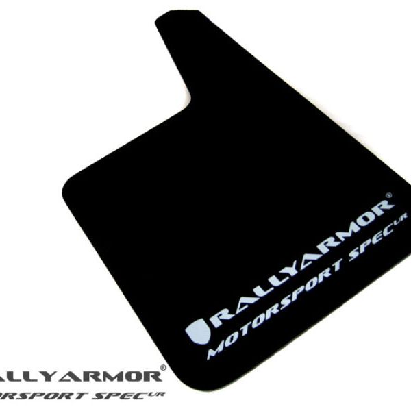 Rally Armor Universal Fit (No Hardware) Motorsport Spec Black UR Mud Flap w/ White Logo-Mud Flaps-Rally Armor-RALMF20-MSUR-BK/WH-SMINKpower Performance Parts