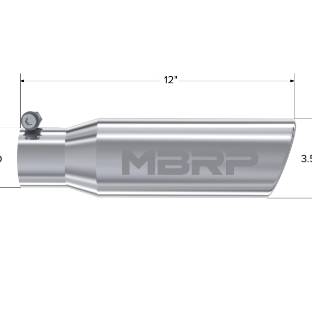 MBRP Universal Tip 3in O.D. Angled Rolled End 2 inlet 10 length-Steel Tubing-MBRP-MBRPT5113-SMINKpower Performance Parts