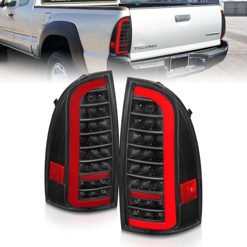 ANZO 05-15 Toyota Tacoma Full LED Tail Lights w/Light Bar Sequential Black Housing Clear Lens - SMINKpower Performance Parts ANZ311427 ANZO