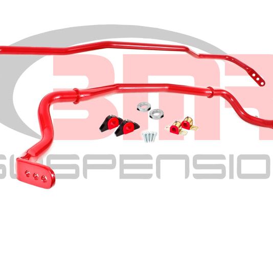 BMR 15-17 S550 Mustang Front & Rear Sway Bar Kit w/ Bushings - Red-Sway Bars-BMR Suspension-BMRSB043R-SMINKpower Performance Parts