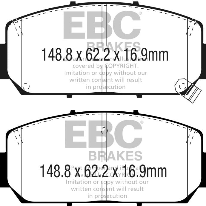 EBC 16+ Acura ILX 2.4 Yellowstuff Front Brake Pads-Brake Pads - Performance-EBC-EBCDP43049R-SMINKpower Performance Parts