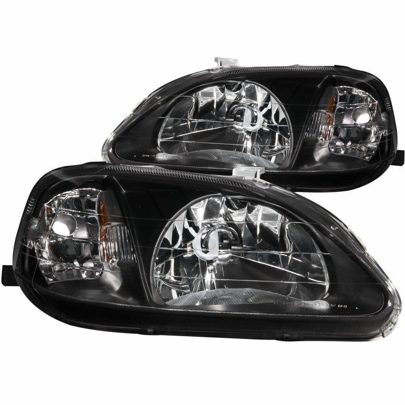 ANZO 1999-2000 Honda Civic Crystal Headlights Black-Headlights-ANZO-ANZ121070-SMINKpower Performance Parts