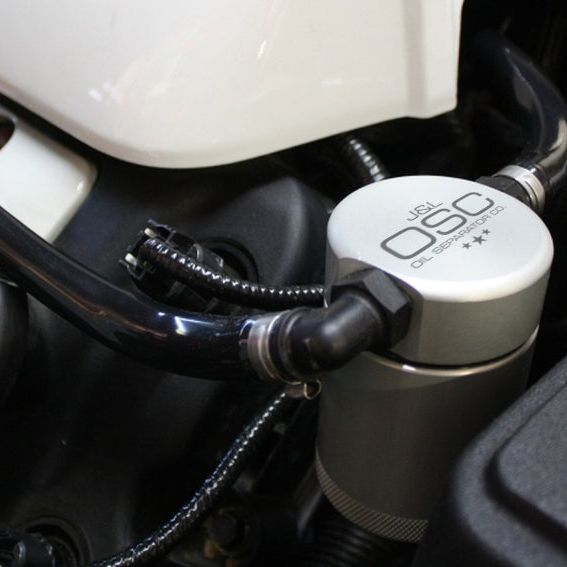 J&L 2011-2017 Mustang GT; 2015-2020 GT350 Passenger Side Oil Separator 3.0 - Clear Anodized-Oil Separators-J&L-JLT3011P-C-SMINKpower Performance Parts