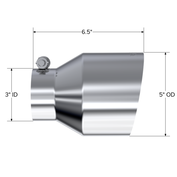 MBRP Universal T304 Stainless Steel Tip, 3in ID / 5in OD Out / 6.5in Length / Angle Cut Single Wall - SMINKpower Performance Parts MBRPT5184 MBRP