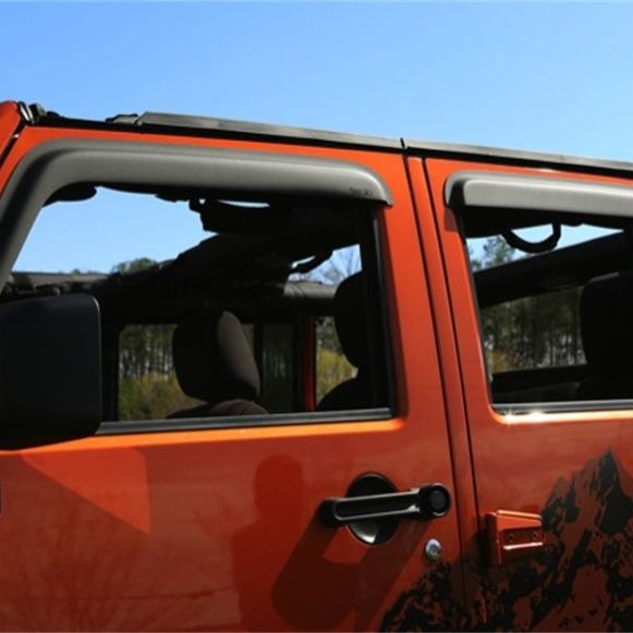 Rugged Ridge Window Visors Matte Black 07-18 4-Door Jeep Wrangler-Wind Deflectors-Rugged Ridge-RUG11349.12-SMINKpower Performance Parts