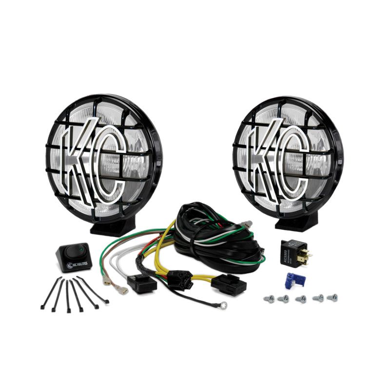 KC HiLiTES Apollo Pro 6in. Halogen Light 100w Spread Beam (Pair Pack System) - Black-Light Bars & Cubes-KC HiLiTES-KCL151-SMINKpower Performance Parts
