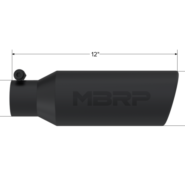 MBRP Universal Tip 4in O.D. Angled Rolled End 2.5in inlet 12in length Black-Tips-MBRP-MBRPT5150BLK-SMINKpower Performance Parts
