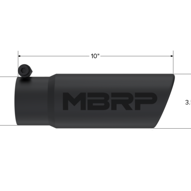 MBRP Universal Tip 3-1/2in O.D. Angled Rolled End - 3in ID Inlet 10in Length - Black-Tips-MBRP-MBRPT5115BLK-SMINKpower Performance Parts