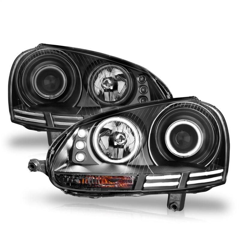 ANZO 2006-2009 Volkswagen Rabbit Projector Headlights w/ Halo Black (CCFL) - SMINKpower Performance Parts ANZ121345 ANZO