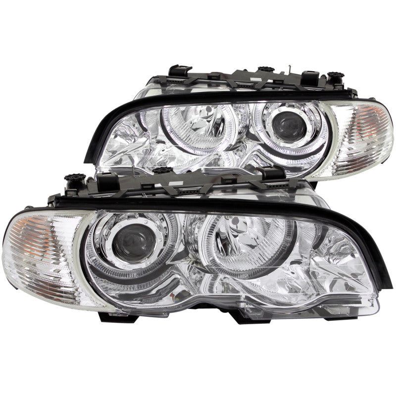 ANZO 2000-2003 BMW 3 Series E46 Projector Headlights w/ Halo Chrome-Headlights-ANZO-ANZ121268-SMINKpower Performance Parts