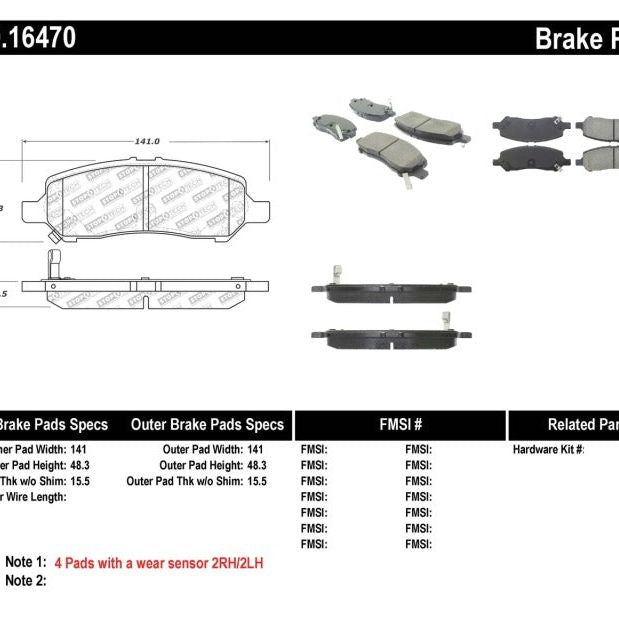 StopTech Performance Rear Brake Pads 13-14 Dodge Dart/Jeep Cherokee-Brake Pads - Performance-Stoptech-STO309.16470-SMINKpower Performance Parts