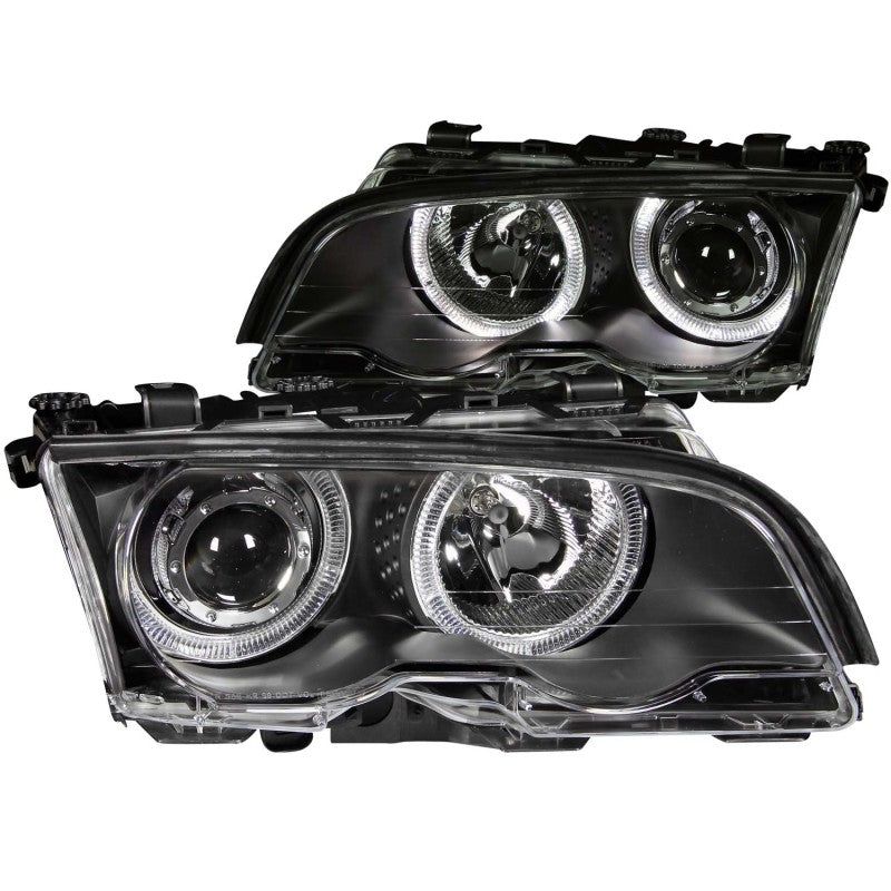 ANZO 1999-2001 BMW 3 Series E46 Projector Headlights w/ Halo Black-Headlights-ANZO-ANZ121015-SMINKpower Performance Parts