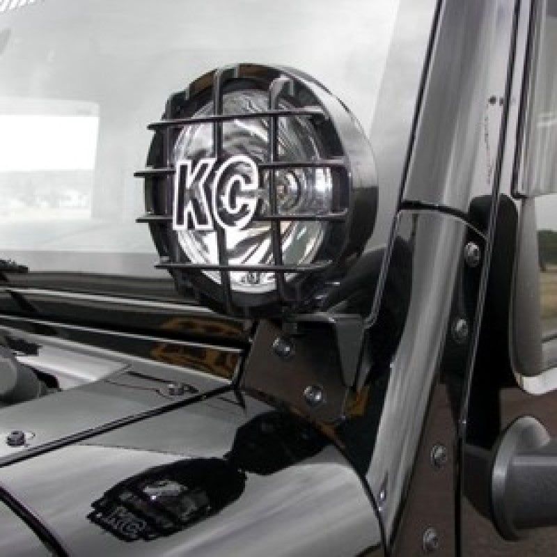 KC HiLiTES 07-18 Jeep JK A-Pillar Windshield Light Mount Bracket Set (Pair) - Black-Light Mounts-KC HiLiTES-KCL7316-SMINKpower Performance Parts