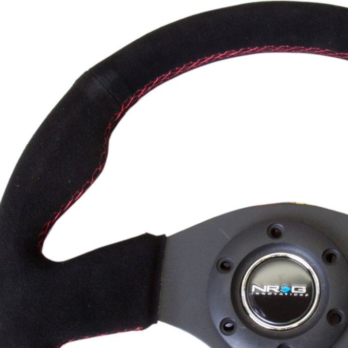 NRG Reinforced Steering Wheel (320mm) Suede w/Red Stitch-Steering Wheels-NRG-NRGRST-012S-RS-SMINKpower Performance Parts