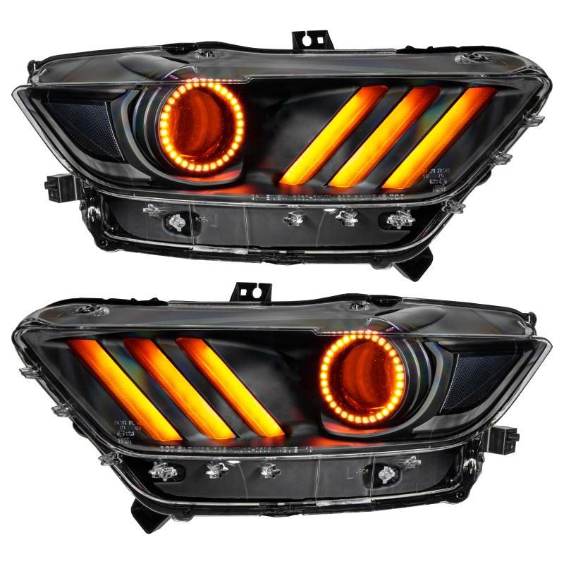 Oracle 15-17 Ford Mustang Dynamic RGB+A Pre-Assembled Headlights - Black Edition - ColorSHIFT - SMINKpower Performance Parts ORL8199-332 ORACLE Lighting