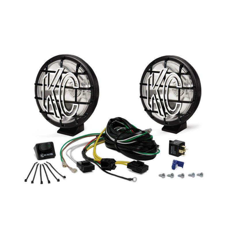 KC HiLiTES Apollo Pro 6in. Halogen Light 100w Fog Beam (Pair Pack System) - Black-Light Bars & Cubes-KC HiLiTES-KCL152-SMINKpower Performance Parts