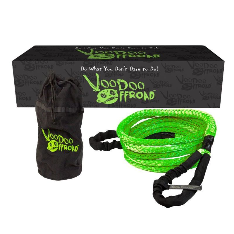 Voodoo Offroad 2.0 Santeria Series 3/4in x 20 ft Kinetic Recovery Rope with Rope Bag - Green - SMINKpower Performance Parts VOO1300008A Voodoo Offroad