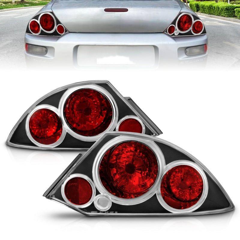 ANZO 2000-2005 Mitsubishi Eclipse Taillights Black-Tail Lights-ANZO-ANZ221081-SMINKpower Performance Parts