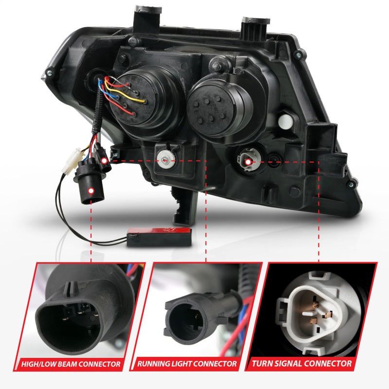 ANZO 09-20 Nissan Frontier Black Projector Plank Style DRL w/ Switchback & Sequential LED DRL - SMINKpower Performance Parts ANZ111597 ANZO