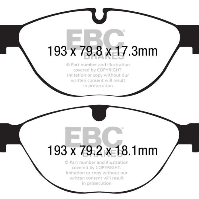 EBC 13+ Jaguar F-Type (Cast Iron Only) 3.0 Supercharged (380) Perf Pkg Yellowstuff Front Brake Pads-Brake Pads - Performance-EBC-EBCDP42191R-SMINKpower Performance Parts