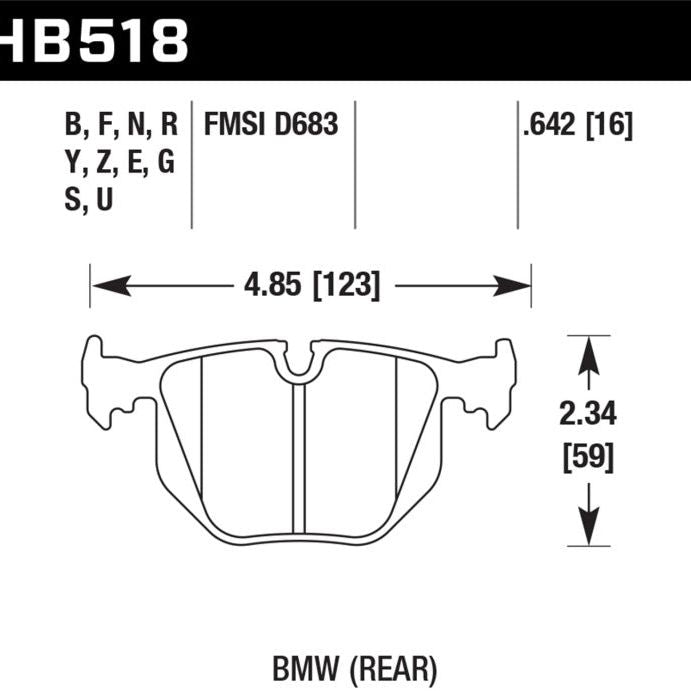 Hawk 01-06 BMW 330 / 97-01 740I / 96-01 750IL / 03-06 BMW M3 / 00-03 M5 / 00-06 X5 / 06-08 Z4 / 03-0 - SMINKpower Performance Parts HAWKHB518Z.642 Hawk Performance