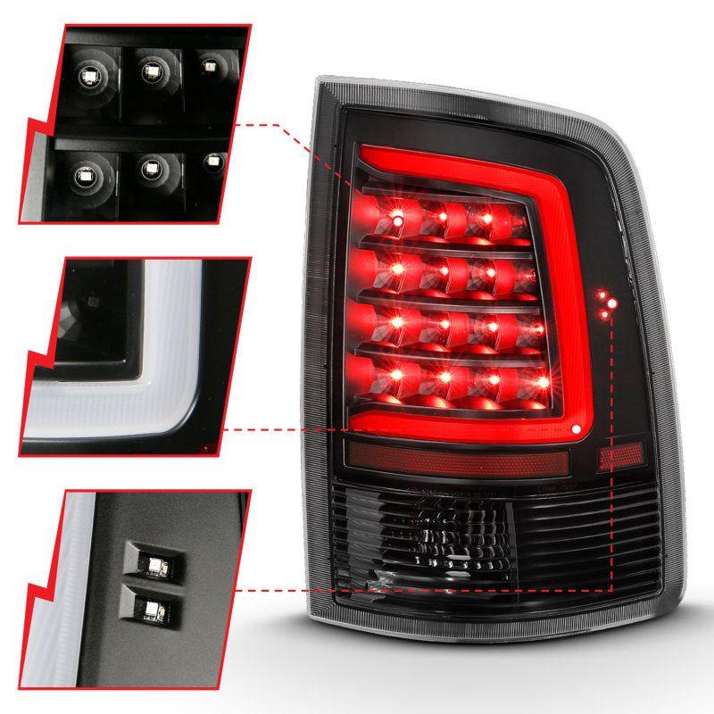 ANZO 2009-2018 Dodge Ram 1500 LED Taillight Plank Style Black w/Clear Lens-Tail Lights-ANZO-ANZ311318-SMINKpower Performance Parts