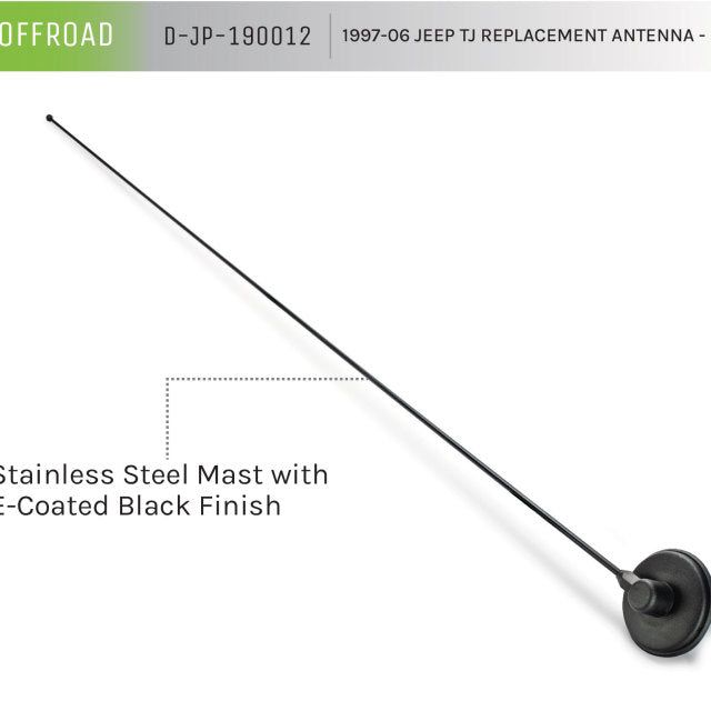 DV8 Offroad 1997-06 Jeep TJ Replacement Antenna Black-Antennas-DV8 Offroad-DVED-JP-190012-SMINKpower Performance Parts