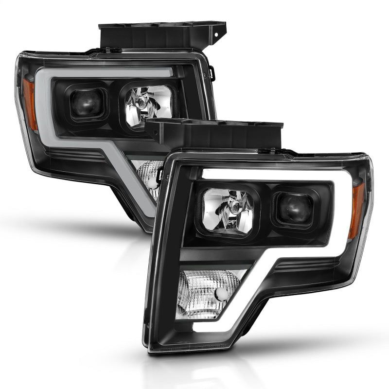 ANZO 2009-2014 Ford F-150 Projector Light Bar H.L Black Amber-Headlights-ANZO-ANZ111443-SMINKpower Performance Parts