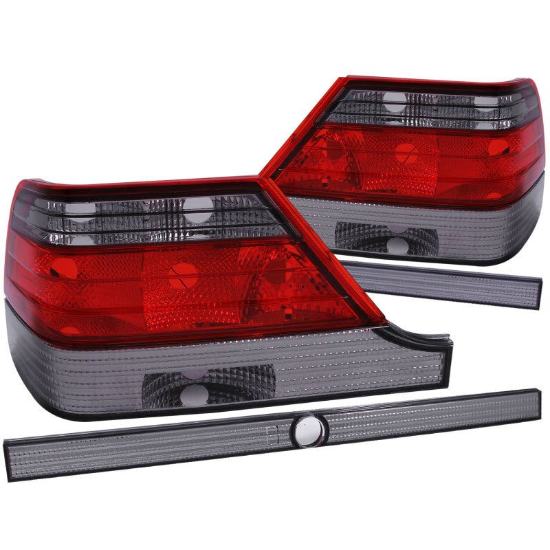 ANZO 1995-1999 Mercedes Benz S Class W140 Taillights Red/Smoke-Tail Lights-ANZO-ANZ221154-SMINKpower Performance Parts
