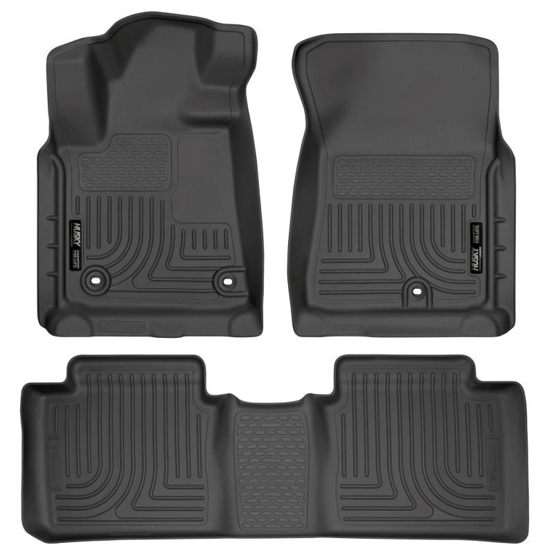 Husky Liners 2014 Toyota Tundra Double Cab Pickup WeatherBeater Black Front & 2nd Seat Floor Liners-Floor Mats - Rubber-Husky Liners-HSL99561-SMINKpower Performance Parts