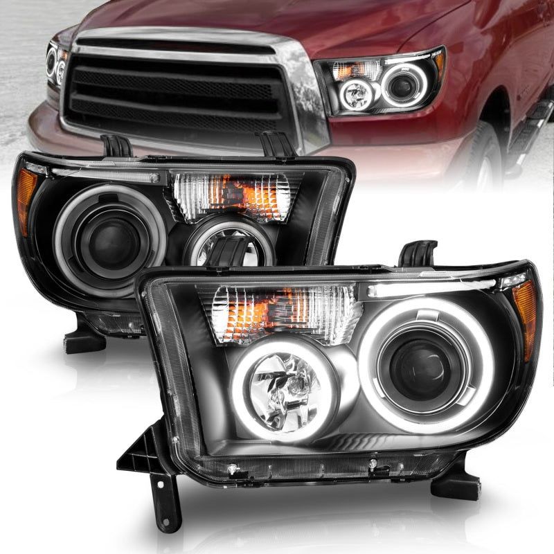 ANZO 2007-2013 Toyota Tundra Projector Headlights w/ Halo Black (CCFL)-Headlights-ANZO-ANZ111174-SMINKpower Performance Parts