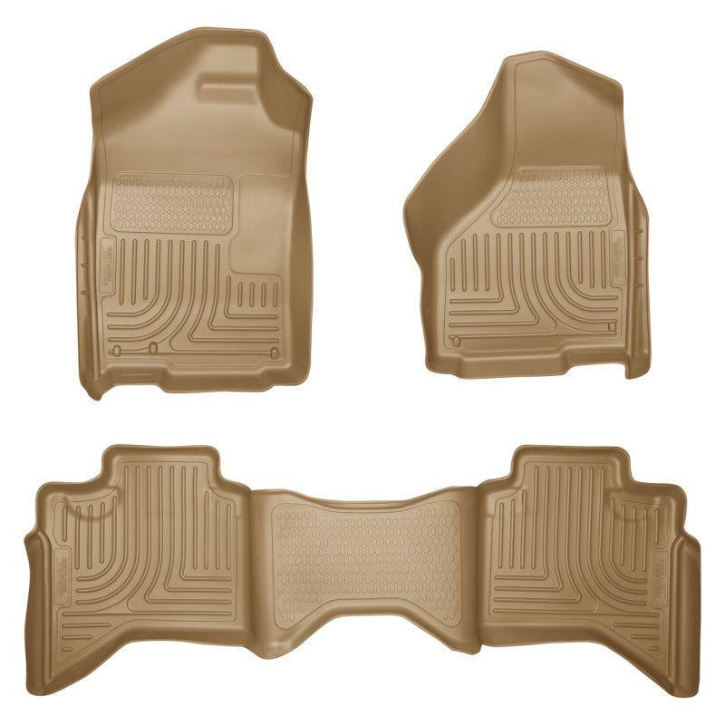 Husky Liners 03-08 Dodge Ram 1500/2500/3500 Quad Cab WeatherBeater Combo Tan Floor Liners-Floor Mats - Rubber-Husky Liners-HSL98033-SMINKpower Performance Parts