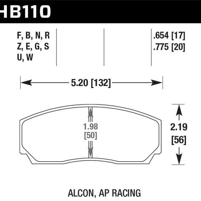 Hawk HPS 5.0 AP Racing w/ 0.654 Thickness Performance Street Brake Pads - SMINKpower Performance Parts HAWKHB110B.654 Hawk Performance