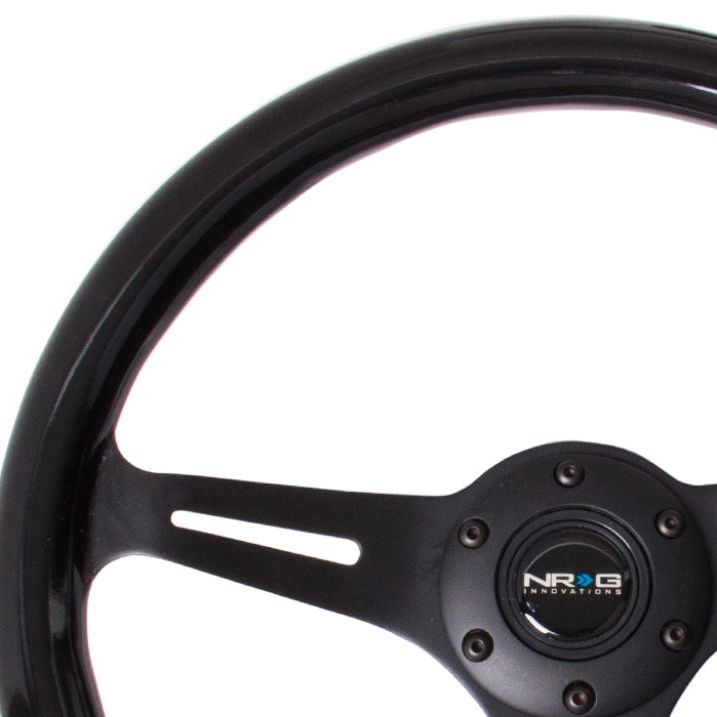 NRG Classic Wood Grain Steering Wheel (350mm) Black Paint Grip w/Black 3-Spoke Center - SMINKpower Performance Parts NRGST-015BK-BK NRG