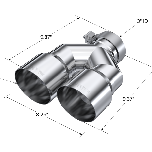 MBRP 3in ID / Dual 4in OD Out Staggered L 9.87in / R 9.37in Single Wall T304 SS Univ Exhaust Tip-Tips-MBRP-MBRPT5182-SMINKpower Performance Parts