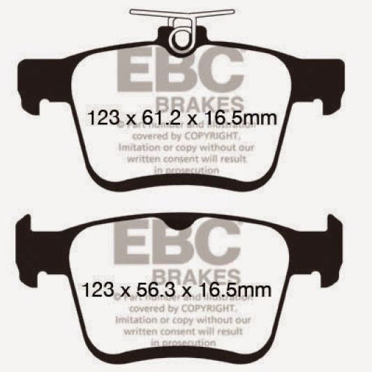 EBC 14+ Audi A3 1.8 Turbo (w/Electronic Parking Brake) Greenstuff Rear Brake Pads-Brake Pads - Performance-EBC-EBCDP22153-SMINKpower Performance Parts