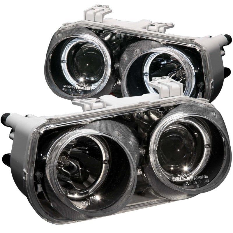 ANZO 1994-1997 Acura Integra Projector Headlights w/ Halo Black-Headlights-ANZO-ANZ121003-SMINKpower Performance Parts