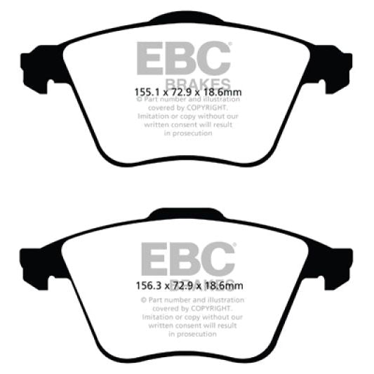 EBC 07-13 Mazda 3 2.3 Turbo Yellowstuff Front Brake Pads-Brake Pads - Performance-EBC-EBCDP41574R-SMINKpower Performance Parts