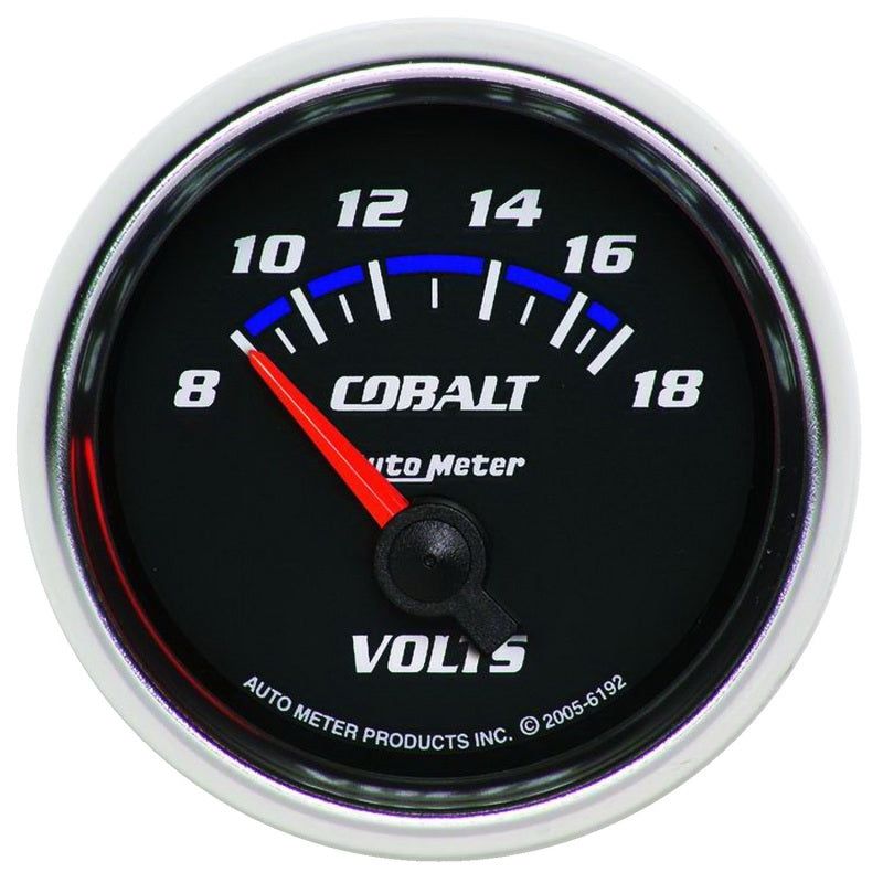 Autometer Cobalt 52mm 8-18 Volts Short Sweep Electric Voltmeter Gauge
