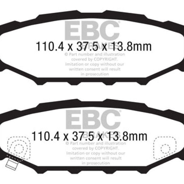 EBC 12+ Subaru BRZ 2.0 (solid rear rotors) Ultimax2 Rear Brake Pads-Brake Pads - OE-EBC-EBCUD1114-SMINKpower Performance Parts