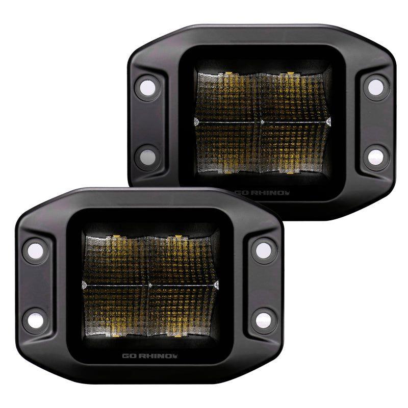 Go Rhino Xplor Blackout Series Cube LED Flood Light Kit (Flush Mount) 3x3 - Blk (Pair) - SMINKpower Performance Parts GOR750400321FCF Go Rhino